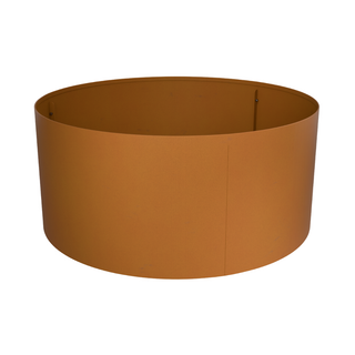 A circular metal fire pit ring with a warm rust-brown finish, shown from a three-quarters perspective on a solid white background.