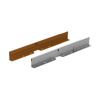 Two metal channel wall mounts shown on a plain white background, one with a copper-toned finish and one with a galvanized silver finish.