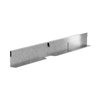Galvanized steel channel wall trim or mounting bracket shown on a plain white background.