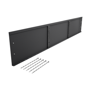 A black metal mounting panel kit with three rectangular panels and six silver drill bits, shown on a plain white background.