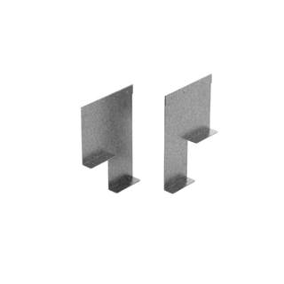 Two small gray metal bracket-like hardware pieces shown on a plain white background.