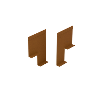 Two matching brown metal bracket or shelf support pieces shown on a plain white background.