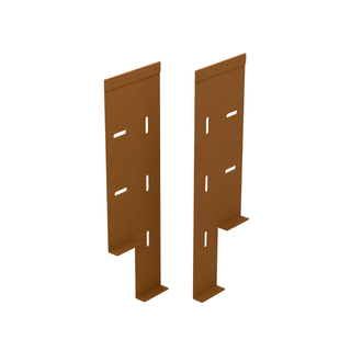 Two rusted metal wall mounting brackets shown on a plain white background.