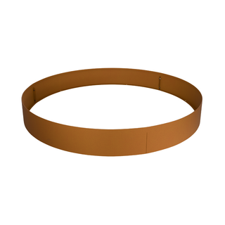 A rust-colored metal circular frame or hoop, shown from a three-quarters perspective on a solid white background.