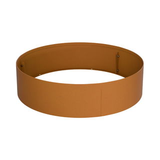 A circular metal garden bed border in a warm rust-orange color, shown on a plain white background.